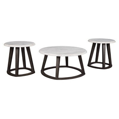 3pc Luvoni Coffee and End Table Set Charcoal - Signature Design by Ashley