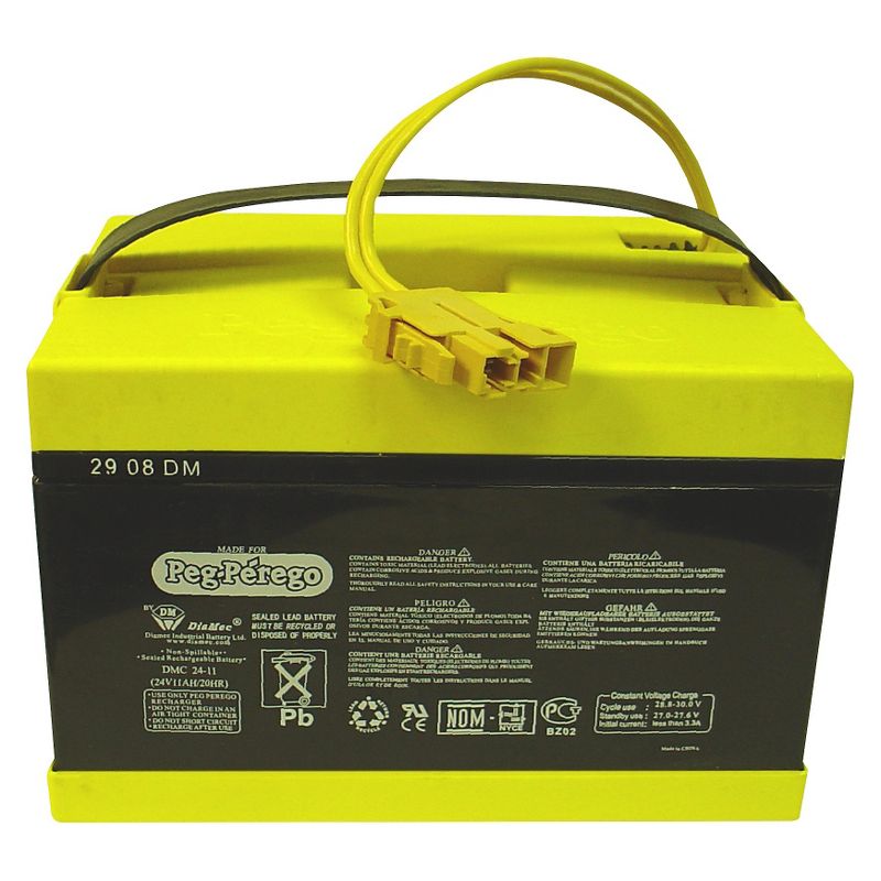 Peg Perego 24 Volt Battery - Black/ Yellow, 1 of 5