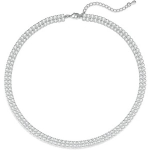 14K Gold Plated Tennis Necklace - 3mm Butterfly Rhinestone Choker for Women - 1 of 4