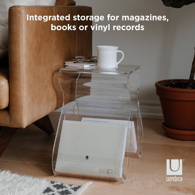 Clear Acrylic Rectangular Side Table with Storage