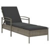 vidaXL Gray Poly Rattan Sun Lounger with Adjustable backrest and Cushion - Outdoor Chaise Lounge daybed for Garden Patio - 4 of 4