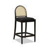 26.5" Curved Back Cane Rattan Bar Stool Set Of 2,Upholstered Kitchen Chairs With Wooden Legs,Armless Living Room Chairs-Cuddelewood - 4 of 4