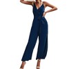 Anna-Kaci Women's Sleeveless V-Neck Wrap Jumpsuit with Adjustable Tie Waist and Wide Leg Pants - 3 of 4