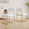 Kumasinova On-Trend Chic Dining Chairs Set of 2,Soft Teddy Fabric Accent Armless Chairs with Golden Iron Legs,250lbs Capacity,White - 2 of 4