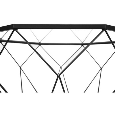 Malibu 29" Black Geometric Glass Top Coffee Table