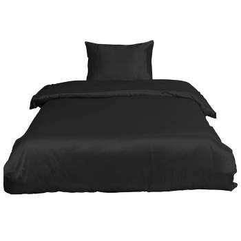 PiccoCasa Polyester Solid Color Reversible 2 Pcs 1 Duvet Cover and 1 Pillow Case