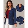 Allegra K Women's Notched Lapel Denim Single Breasted Shoulder Pad Business Casual Blazer - 2 of 4