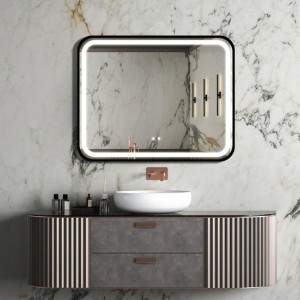 40X32 inch Bathroom Led Classy Vanity Mirror with High Lumen,Black metal frame,Dimmable Touch,Wall Switch Control - 1 of 4