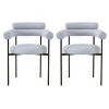 Boucle Dining Room Chairs Set of 2,Fabric Barrel Armchair Round Back Upholstered Dining Room Livingroom Chairs with Metal Legs-Cuddlewood - 3 of 4