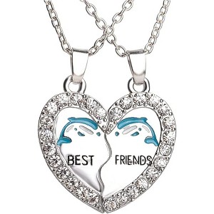 BFF Heart Necklace Set for 2 - Matching Half Heart Best Friend Jewelry - 1 of 4