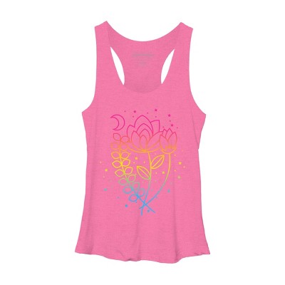 Design By CoolAnimalCo Humans Floral Pride Flag Boho Lotus By CoolAnimalCo Racerback Tank Top