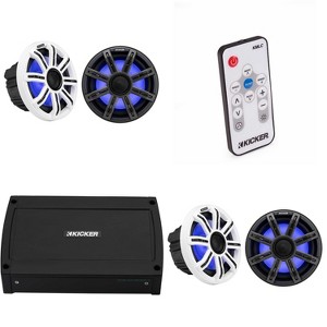 Kicker Premium Marine (2 Pair ) 8" Speaker and Amplifier bundle Includes LED Remote ( 51MSC84 & 48KXMA5004 ) - 1 of 4