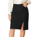 Allegra K Women's Casual Denim Skirt Slit High Waisted Knee Length Jean Skirts