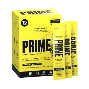 Prime Hydration Sticks Electrolyte Supplement Powder - Lemonade - 0.33oz/15ct - 1 of 4