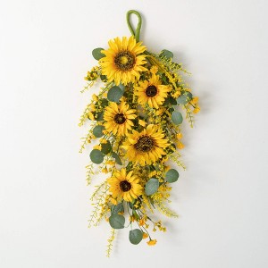 Sullivans Artificial 30" Sunflower & Eucalyptus Swag - 1 of 3