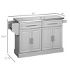Rolling Kitchen Island Cart with Wheels, Portable Island Table for Kitchen with Stainless Steel Top, Adjustable Shelves, 2 Drawers, Spice - 3 of 4
