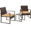 Aghana Digitals Outdoor PE Wicker 3-Piece Furniture Set: Brown Patio Sectional Sofa with Washable - 3 of 4