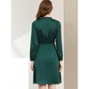 INSPIRE CHIC Women's Tie Neck Ruffle A-line Satin Dress - 3 of 4