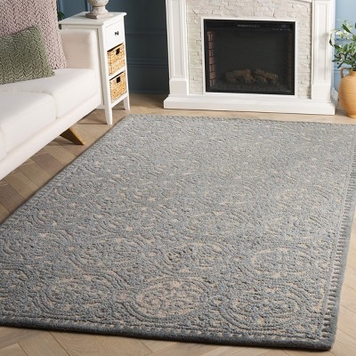 Dusty Blue Hand-Tufted Wool Geometric Area Rug 3' x 5'
