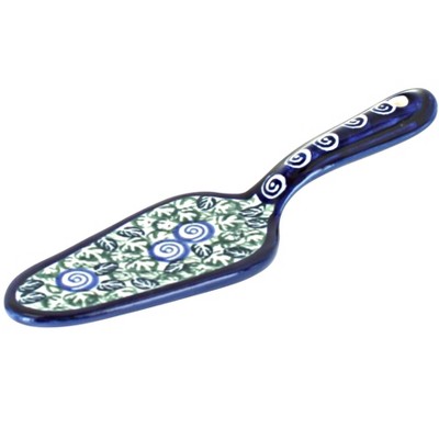 Blue Rose Polish Pottery Seaside Swirl Cake Server