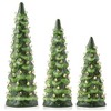 Casafield Set of 3 - 8, 10, 12-Inch Hand Painted Ceramic Christmas Trees - Pre-Lit Trees with Lights - 3 of 4