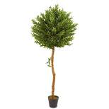5.5' Artificial Olive Topiary Tree in Pot Green - Nearly Natural
