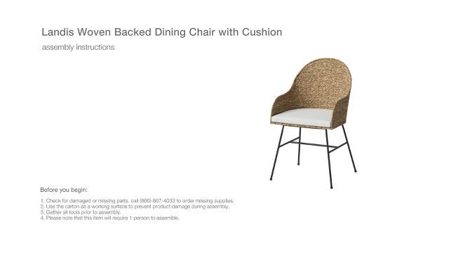 Landis Woven Backed Dining Chair with Cushion Natural - Threshold™, 2 of 17, play video