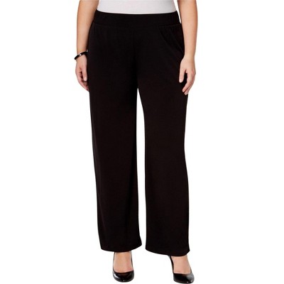 NY Collection Womens Pull On Wide Leg Relaxed Casual Pants