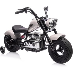 36V Kids Electric Dirt Bike, 350W Brushless Motor, Up to 16.5 mph, Training Wheels, Leather Seat, LED Lights, Music, Ride On Motorcycle - 1 of 4