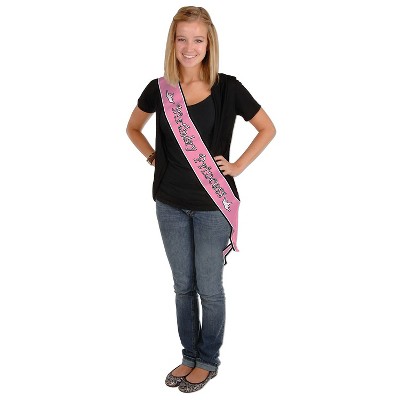 Beistle 33" x 4" Birthday Princess Satin Sash 3/Pack 60548
