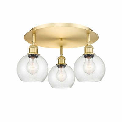 Athens - 3 Light Flush Mount In Industrial Style-8.63 Inches Tall and 17.75 Inches Wide