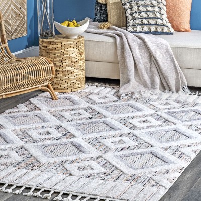 Reversible Pink Geometric Shag Area Rug, 4' x 6', Easy Care