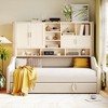 Twin Size Upholstered Daybed with LED Armrest Lights, Storage Shelves & Cabinets, Pull-Out Lift-Up Twin Trundle - 2 of 4