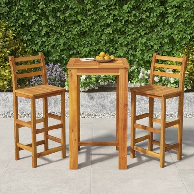 vidaXL 3 Piece Patio Bar Set Solid Wood Acacia