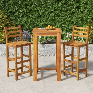 vidaXL 3 Piece Patio Bar Set Solid Wood Acacia - 1 of 4
