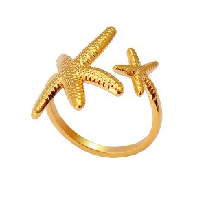 Anna-Kaci Bohemian Gold Shell Starfish Adjustable Rings for Women ummer Ocean Punk Jewelry - 1 of 4