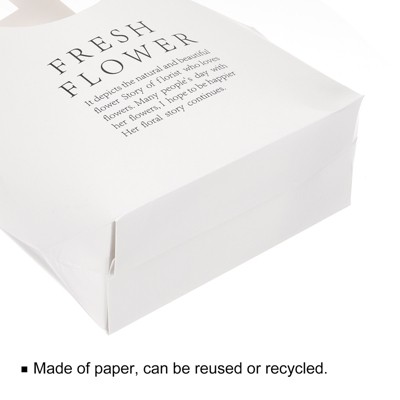 Unique Bargains Flower Bouquet Packaging Bag Paper Gift Bag With Handle 5 Pcs White 9.65x2.95x12