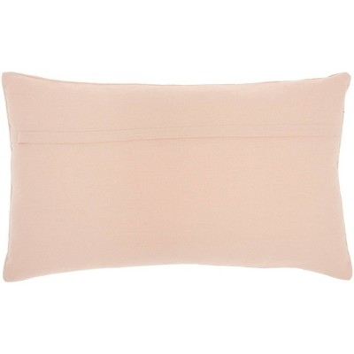 Blush Beaded Floral Cotton Lumbar Pillow 12"x20"