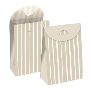 Big Dot of Happiness Tan Stripes - Simple Gift Favor Bags - Party Goodie Boxes - Set of 12 - 1 of 4