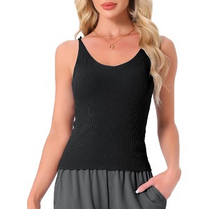 INSPIRE CHIC Womens Loungewear Sleeveless Spaghetti Strap Basic Soft V Neck Cami Solid Casual Camisole Tank Pajama Tops - 1 of 4