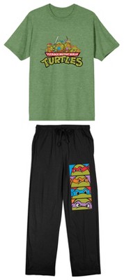TMNT Classic Retro Cartoon Characters Men's Short Sleeve Shirt & Sleep Pants Set