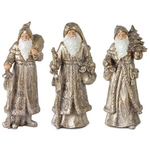 Stone Woodland Santa with Gold Finish (Set of 3) - 1 of 4