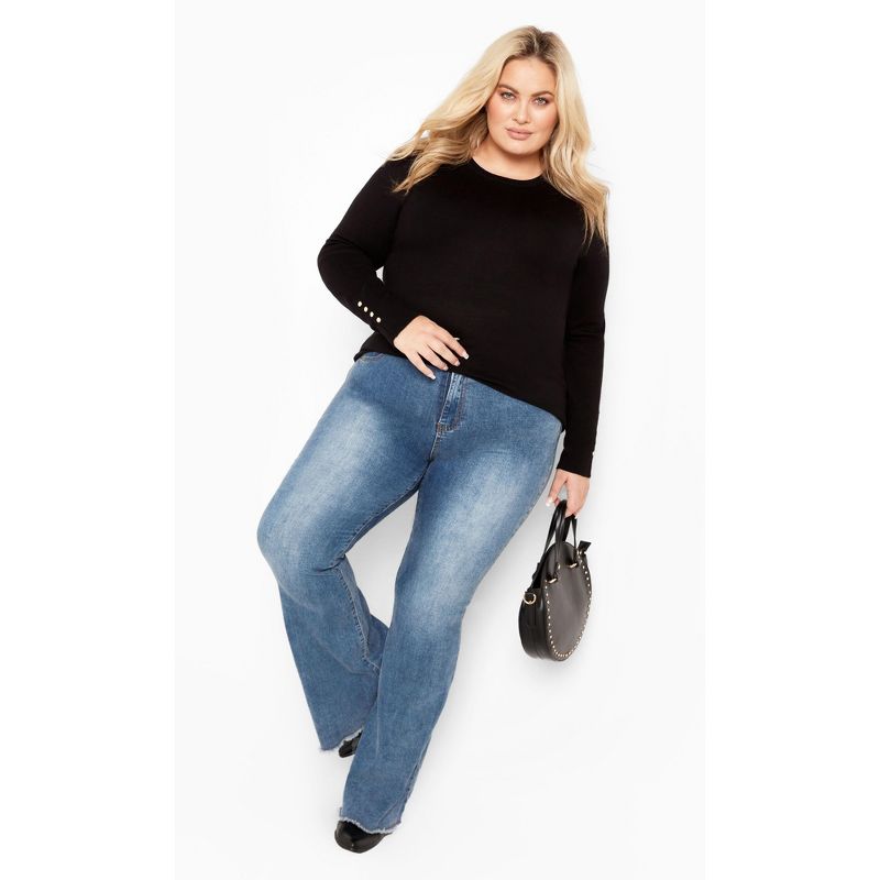 Women's Plus Size Lara Button Sweater - black | AVENUE, 2 of 8