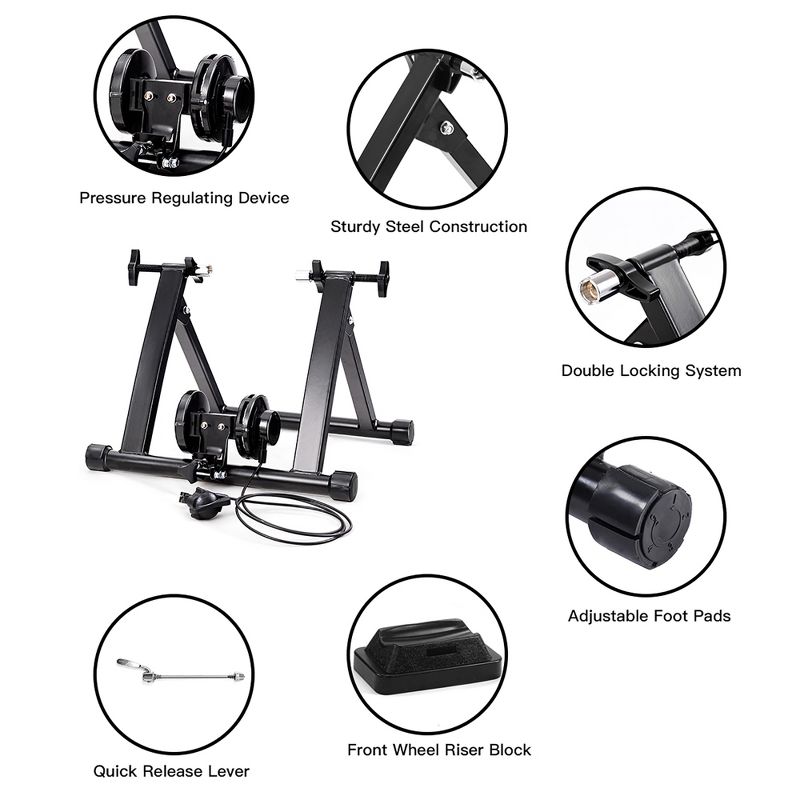 Costway Magnetic Indoor Bicycle Bike Trainer Exercise Stand 8 Levels of Resistance, 4 of 9