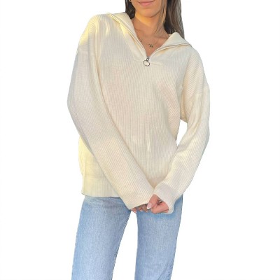 Women's Collared Half Zip Up Sweater - Vine & Love