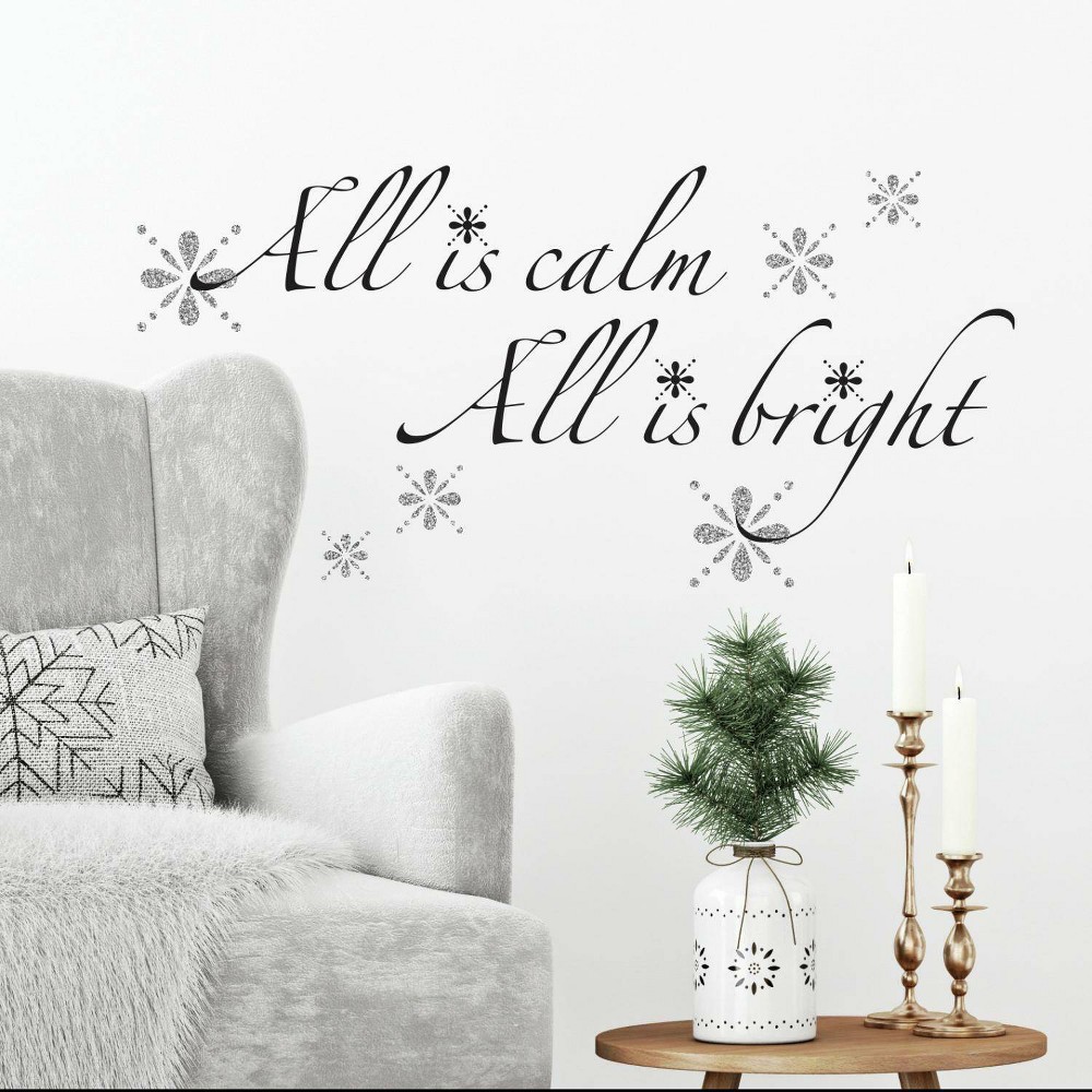 Photos - Other interior and decor Roommates All Is Calm All Is Bright Glitter Quote Peel and Stick Wall Decal - RoomMa 