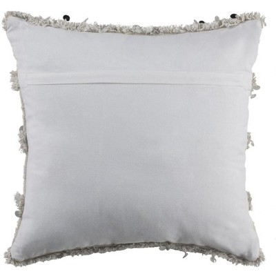 White Cotton Sequined 20" x 20" Throw Pillow