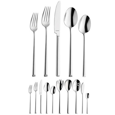 Amefa Metropole 45-Piece Silverware Flatware Cutlery Set Service for 8, Durable 18/10 Stainless Steel High Gloss Mirror Finish