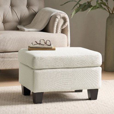 CAVINAS Plush Upholstered Ottoman Bench, Ottoman Foot Rest, Bedroom End Bench, Entryway Padded Footstool with Birch Wood Legs