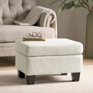 CAVINAS Plush Upholstered Ottoman Bench, Ottoman Foot Rest, Bedroom End Bench, Entryway Padded Footstool with Birch Wood Legs - 1 of 4